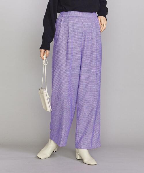 BEAUTY&YOUTH UNITED ARROWS(ビューティーアンドユースユナイテッドアローズ)の「BY ハウンドトゥース イージータック パンツ -ウォッシャブル-(その他パンツ・レディース・ベージュ/パープル・S/M)」の6枚目の写真