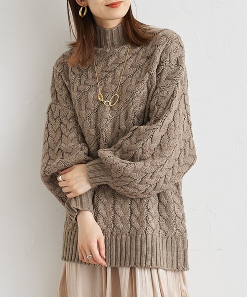 prose verse（プロズヴェール）の「ケーブル切替タートルニット（ニット/セーター・レディース・ブラック/グリーン/アイボリー/モカ・MEDIUM）」の22枚目の写真