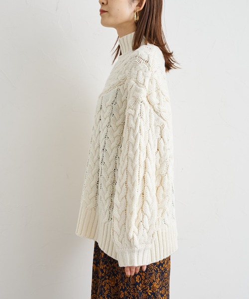 prose verse（プロズヴェール）の「ケーブル切替タートルニット（ニット/セーター・レディース・ブラック/グリーン/アイボリー/モカ・MEDIUM）」の15枚目の写真