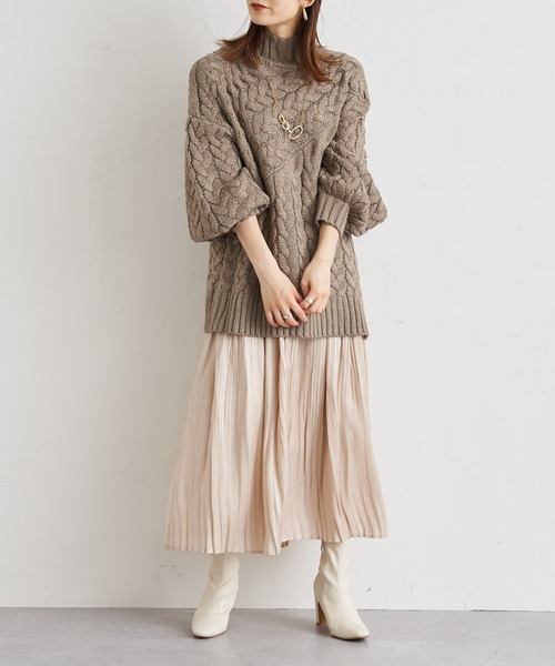 prose verse（プロズヴェール）の「ケーブル切替タートルニット（ニット/セーター・レディース・ブラック/グリーン/アイボリー/モカ・MEDIUM）」の12枚目の写真