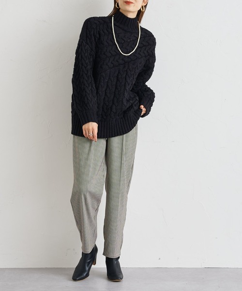 prose verse（プロズヴェール）の「ケーブル切替タートルニット（ニット/セーター・レディース・ブラック/グリーン/アイボリー/モカ・MEDIUM）」の7枚目の写真