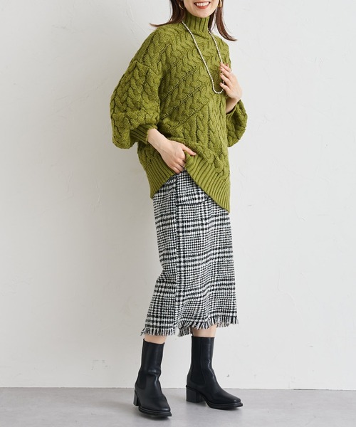 prose verse（プロズヴェール）の「ケーブル切替タートルニット（ニット/セーター・レディース・ブラック/グリーン/アイボリー/モカ・MEDIUM）」の19枚目の写真