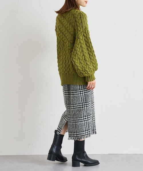 prose verse（プロズヴェール）の「ケーブル切替タートルニット（ニット/セーター・レディース・ブラック/グリーン/アイボリー/モカ・MEDIUM）」の14枚目の写真
