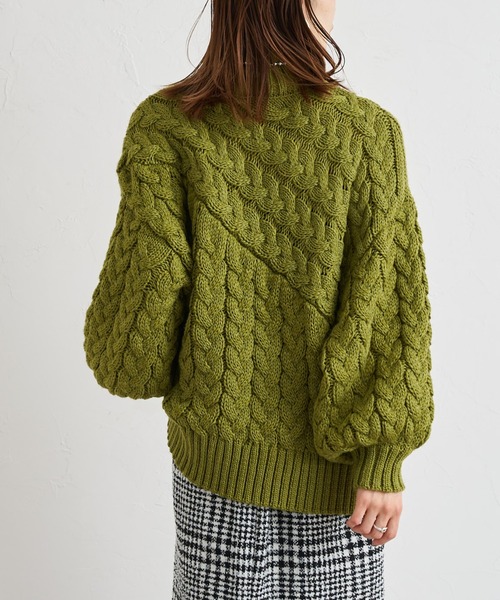prose verse（プロズヴェール）の「ケーブル切替タートルニット（ニット/セーター・レディース・ブラック/グリーン/アイボリー/モカ・MEDIUM）」の9枚目の写真