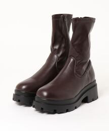 プラットフォームソールミドルレングスストレッチブーツ