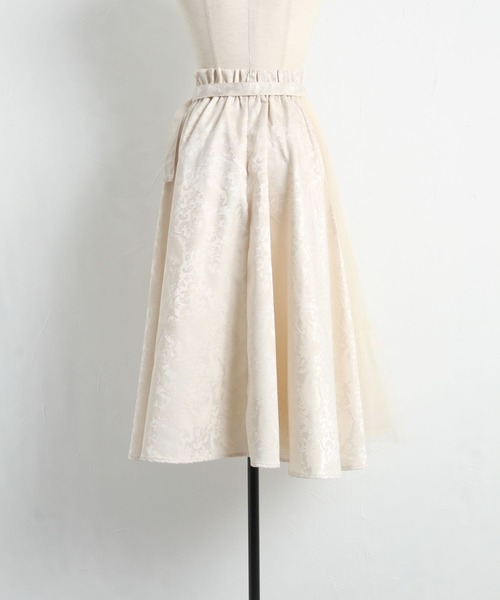 tocco closet(トッコ クローゼット)の「ベルト付きチュール×ジャガードフレアスカート(スカート・レディース・ブラック/ベージュ・M)」の20枚目の写真