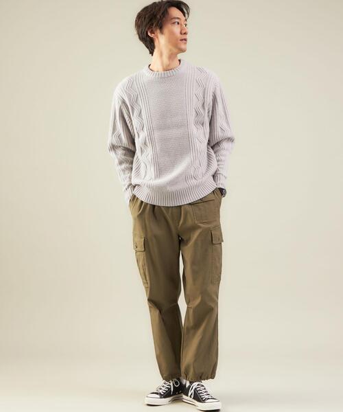 green label relaxing（グリーンレーベルリラクシング）の「タスマニアウール アラン クルーネック ニット（ニット/セーター・メンズ・ベージュ/モカ/ダークグリーン/ブラック/ライトグレー・L/S/M/XL）」の22枚目の写真