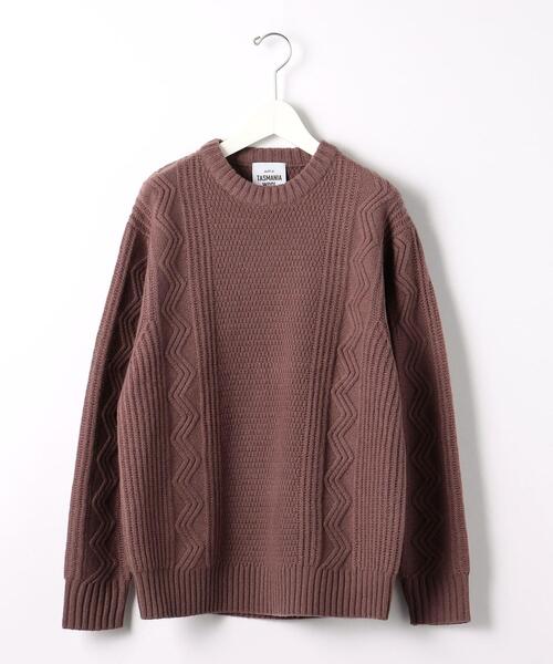 green label relaxing（グリーンレーベルリラクシング）の「タスマニアウール アラン クルーネック ニット（ニット/セーター・メンズ・ベージュ/モカ/ダークグリーン/ブラック/ライトグレー・L/S/M/XL）」の20枚目の写真