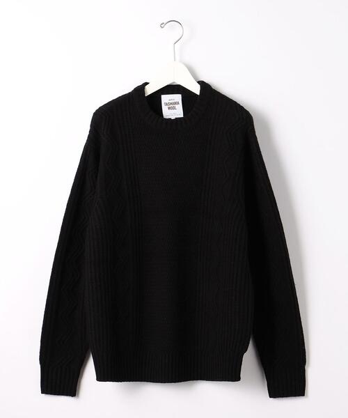 green label relaxing（グリーンレーベルリラクシング）の「タスマニアウール アラン クルーネック ニット（ニット/セーター・メンズ・ベージュ/モカ/ダークグリーン/ブラック/ライトグレー・L/S/M/XL）」の14枚目の写真