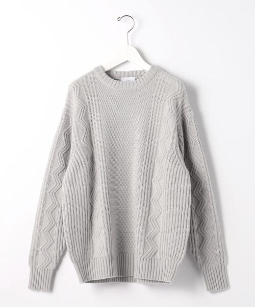 green label relaxing（グリーンレーベルリラクシング）の「タスマニアウール アラン クルーネック ニット（ニット/セーター・メンズ・ベージュ/モカ/ダークグリーン/ブラック/ライトグレー・L/S/M/XL）」の12枚目の写真