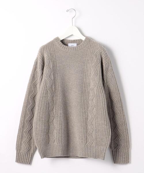 green label relaxing（グリーンレーベルリラクシング）の「タスマニアウール アラン クルーネック ニット（ニット/セーター・メンズ・ベージュ/モカ/ダークグリーン/ブラック/ライトグレー・L/S/M/XL）」の10枚目の写真