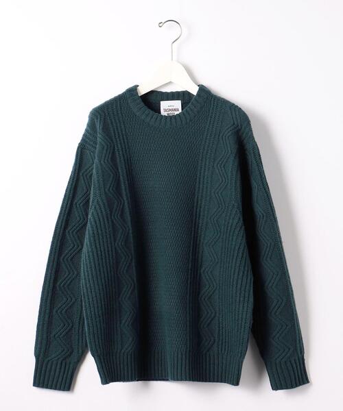 green label relaxing（グリーンレーベルリラクシング）の「タスマニアウール アラン クルーネック ニット（ニット/セーター・メンズ・ベージュ/モカ/ダークグリーン/ブラック/ライトグレー・L/S/M/XL）」の8枚目の写真