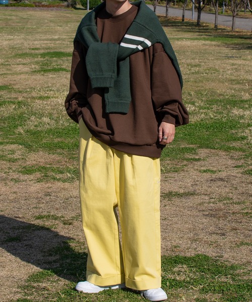 Perushu（ペルーシュ）の「ワンロールワイドチノパンツ（チノパンツ・メンズ・イエロー/グリーン/アイボリー・SMALL/MEDIUM/LARGE）」の20枚目の写真