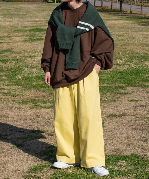 Perushu（ペルーシュ）の「ワンロールワイドチノパンツ（チノパンツ・メンズ・イエロー/グリーン/アイボリー・SMALL/MEDIUM/LARGE）」の8枚目の写真