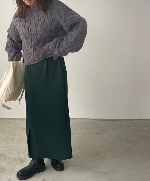 210nouve(トゥージュヌーブ)の「ドルマンスリーブケーブル編みショートニット(ニット/セーター・レディース・グレー/オレンジ/ホワイト・FREE)」の18枚目の写真