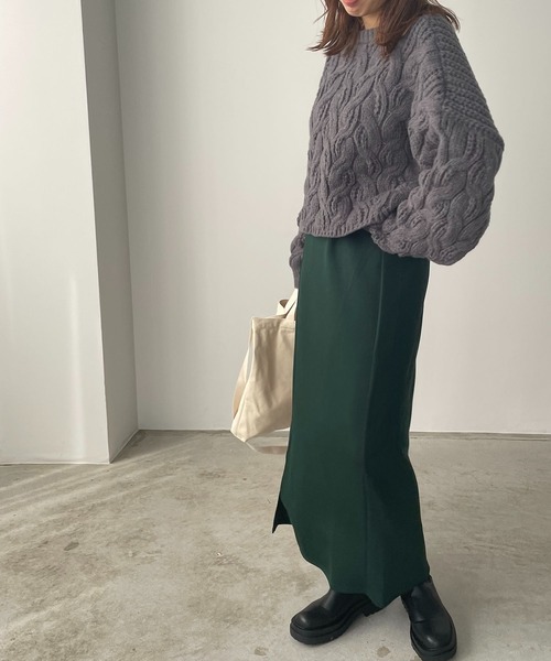 210nouve(トゥージュヌーブ)の「ドルマンスリーブケーブル編みショートニット(ニット/セーター・レディース・グレー/オレンジ/ホワイト・FREE)」の15枚目の写真