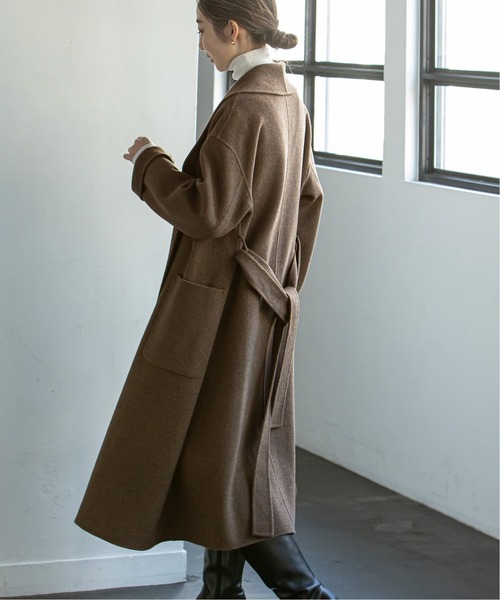 Noble super160ショールカラーリバーコート ロング丈 38 Mサイズ NOBLE super160ショールカラーリバーコート ブラウン38 - ロングコート