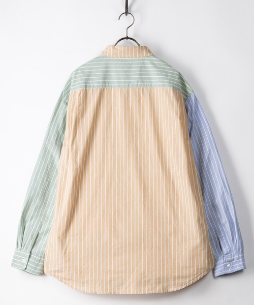 POWER TO THE PEOPLE（パワートゥーザピープル）の「エンブロイダリーストライプシャツ/ビッグシルエット/オーバーサイズシャツ（シャツ/ブラウス・メンズ・サックスブルー/イエロー/グリーン/ブルー系その他・M/L/XL）」の9枚目の写真