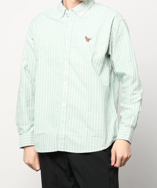 POWER TO THE PEOPLE（パワートゥーザピープル）の「エンブロイダリーストライプシャツ/ビッグシルエット/オーバーサイズシャツ（シャツ/ブラウス・メンズ・サックスブルー/イエロー/グリーン/ブルー系その他・M/L/XL）」の6枚目の写真