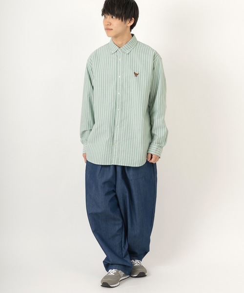 POWER TO THE PEOPLE（パワートゥーザピープル）の「エンブロイダリーストライプシャツ/ビッグシルエット/オーバーサイズシャツ（シャツ/ブラウス・メンズ・サックスブルー/イエロー/グリーン/ブルー系その他・M/L/XL）」の16枚目の写真