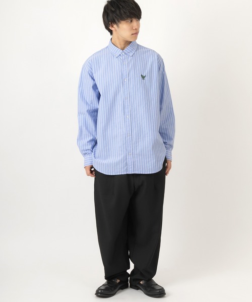 POWER TO THE PEOPLE（パワートゥーザピープル）の「エンブロイダリーストライプシャツ/ビッグシルエット/オーバーサイズシャツ（シャツ/ブラウス・メンズ・サックスブルー/イエロー/グリーン/ブルー系その他・M/L/XL）」の18枚目の写真