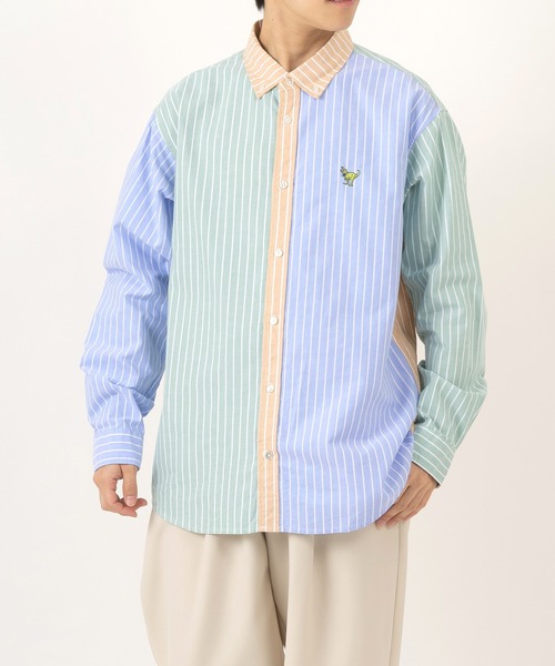 POWER TO THE PEOPLE（パワートゥーザピープル）の「エンブロイダリーストライプシャツ/ビッグシルエット/オーバーサイズシャツ（シャツ/ブラウス・メンズ・サックスブルー/イエロー/グリーン/ブルー系その他・M/L/XL）」の19枚目の写真