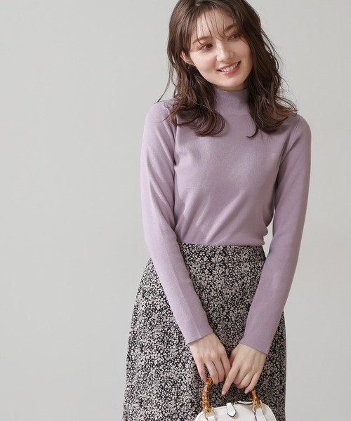 N.（N. Natural Beauty Basic）（エヌエヌナチュラルビューティーベーシック）の「◆総針ボトルネックニット（ニット/セーター・レディース・ブラック/グレー/ライトグリーン/クリーム/モーブ系・MEDIUM）」の5枚目の写真