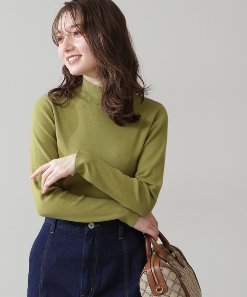 N.（N. Natural Beauty Basic）（エヌエヌナチュラルビューティーベーシック）の「◆総針ボトルネックニット（ニット/セーター・レディース・ブラック/グレー/ライトグリーン/クリーム/モーブ系・MEDIUM）」の4枚目の写真