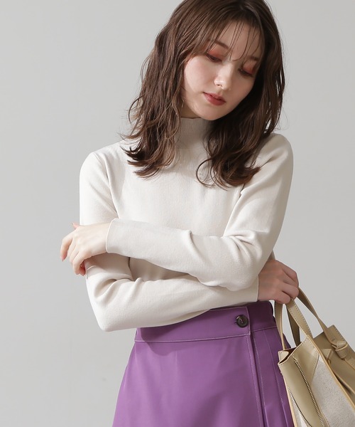 N.（N. Natural Beauty Basic）（エヌエヌナチュラルビューティーベーシック）の「◆総針ボトルネックニット（ニット/セーター・レディース・ブラック/グレー/ライトグリーン/クリーム/モーブ系・MEDIUM）」の3枚目の写真