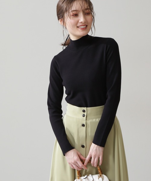 N.（N. Natural Beauty Basic）（エヌエヌナチュラルビューティーベーシック）の「◆総針ボトルネックニット（ニット/セーター・レディース・ブラック/グレー/ライトグリーン/クリーム/モーブ系・MEDIUM）」の2枚目の写真