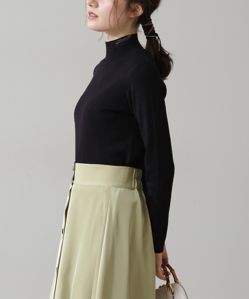 N.（N. Natural Beauty Basic）（エヌエヌナチュラルビューティーベーシック）の「◆総針ボトルネックニット（ニット/セーター・レディース・ブラック/グレー/ライトグリーン/クリーム/モーブ系・MEDIUM）」の16枚目の写真