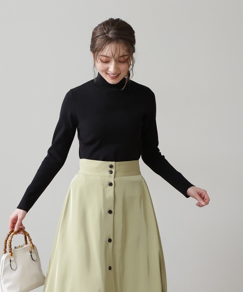 N.（N. Natural Beauty Basic）（エヌエヌナチュラルビューティーベーシック）の「◆総針ボトルネックニット（ニット/セーター・レディース・ブラック/グレー/ライトグリーン/クリーム/モーブ系・MEDIUM）」の6枚目の写真