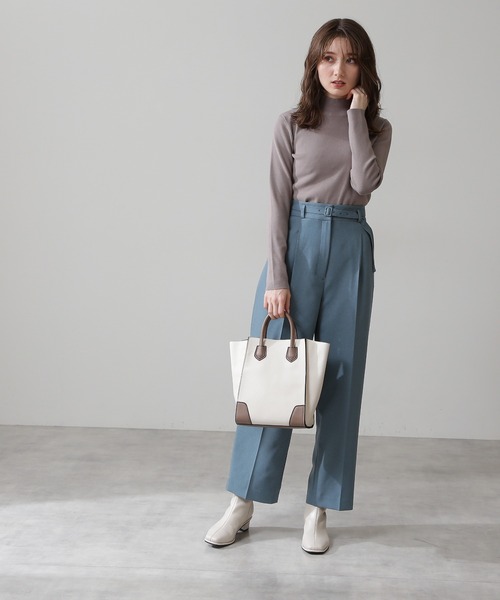 N.（N. Natural Beauty Basic）（エヌエヌナチュラルビューティーベーシック）の「◆総針ボトルネックニット（ニット/セーター・レディース・ブラック/グレー/ライトグリーン/クリーム/モーブ系・MEDIUM）」の8枚目の写真