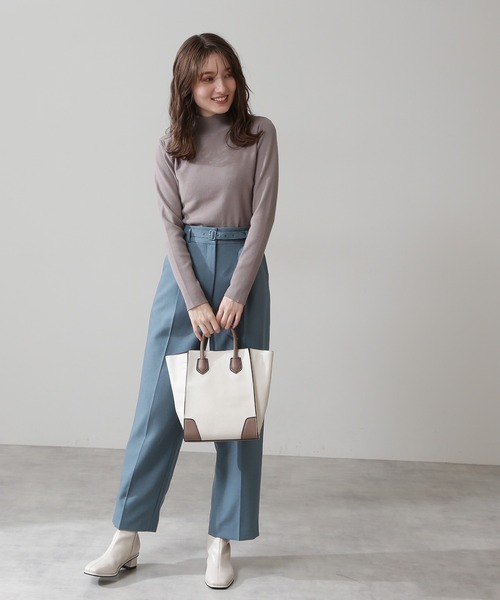 N.（N. Natural Beauty Basic）（エヌエヌナチュラルビューティーベーシック）の「◆総針ボトルネックニット（ニット/セーター・レディース・ブラック/グレー/ライトグリーン/クリーム/モーブ系・MEDIUM）」の9枚目の写真