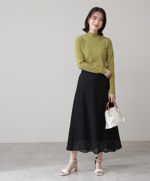 N.（N. Natural Beauty Basic）（エヌエヌナチュラルビューティーベーシック）の「◆総針ボトルネックニット（ニット/セーター・レディース・ブラック/グレー/ライトグリーン/クリーム/モーブ系・MEDIUM）」の20枚目の写真