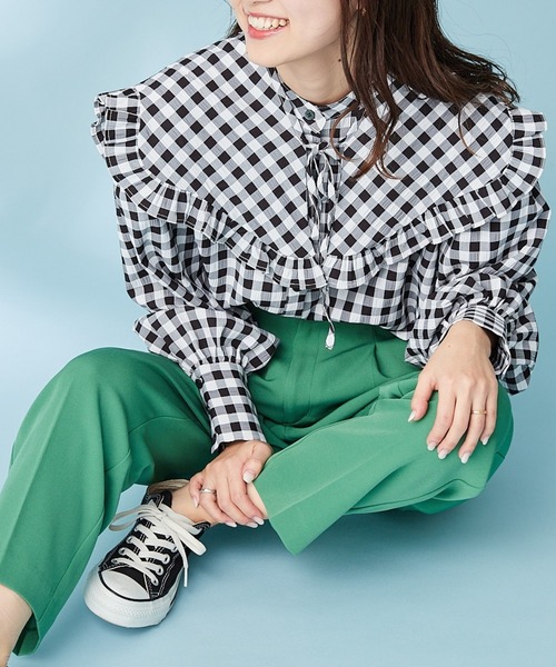 ho☺︎様　CELINE ギンガムチェックブラウス 楽天市場】【感謝価格】『ギンガムチェック柄シャーリング