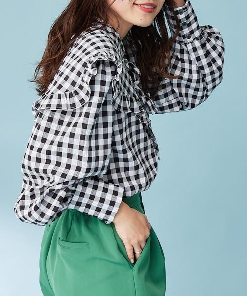 HELLO.SANFRANCISCO(ハローサンフランシスコ)の「【HELLO.SANFRANCISCO】ギンガムチェック付け衿ブラウス(シャツ/ブラウス・レディース・ブラック/ブルー・ONE SIZE)」の7枚目の写真