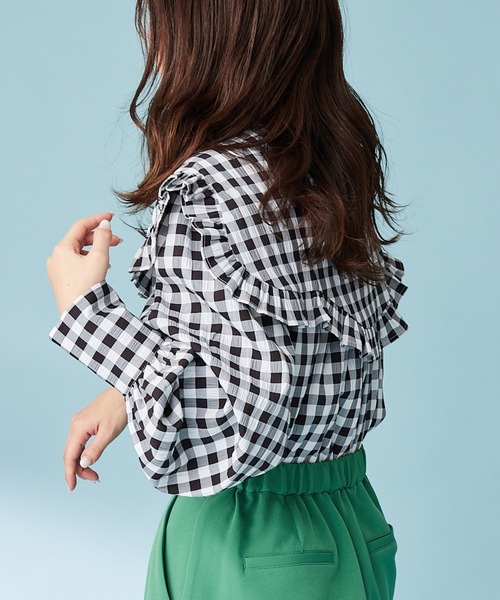 HELLO.SANFRANCISCO(ハローサンフランシスコ)の「【HELLO.SANFRANCISCO】ギンガムチェック付け衿ブラウス(シャツ/ブラウス・レディース・ブラック/ブルー・ONE SIZE)」の5枚目の写真