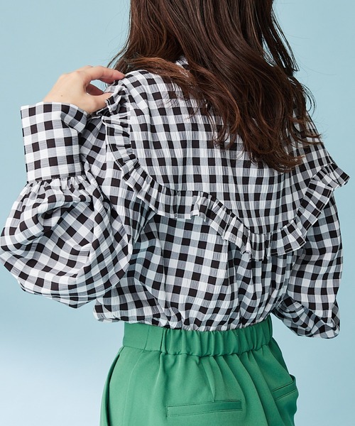 HELLO.SANFRANCISCO(ハローサンフランシスコ)の「【HELLO.SANFRANCISCO】ギンガムチェック付け衿ブラウス(シャツ/ブラウス・レディース・ブラック/ブルー・ONE SIZE)」の6枚目の写真