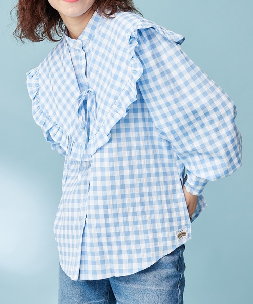 HELLO.SANFRANCISCO(ハローサンフランシスコ)の「【HELLO.SANFRANCISCO】ギンガムチェック付け衿ブラウス(シャツ/ブラウス・レディース・ブラック/ブルー・ONE SIZE)」の19枚目の写真