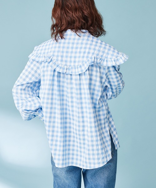 HELLO.SANFRANCISCO(ハローサンフランシスコ)の「【HELLO.SANFRANCISCO】ギンガムチェック付け衿ブラウス(シャツ/ブラウス・レディース・ブラック/ブルー・ONE SIZE)」の20枚目の写真