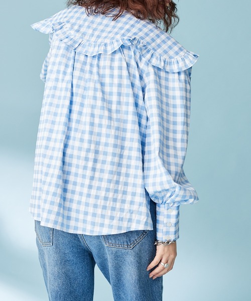 HELLO.SANFRANCISCO(ハローサンフランシスコ)の「【HELLO.SANFRANCISCO】ギンガムチェック付け衿ブラウス(シャツ/ブラウス・レディース・ブラック/ブルー・ONE SIZE)」の21枚目の写真