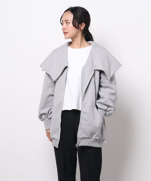 lilLilly(リルリリー)の「ギャザーセーラージップパーカー(パーカー・レディース・ホワイト/ブラック/グレー・FREE)」の10枚目の写真