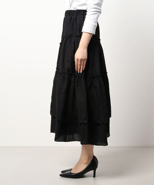 KOBE LETTUCE(コウベレタス)の「ランダムティアードスカート(スカート・レディース・ホワイト系/ブラック・FREE)」の4枚目の写真