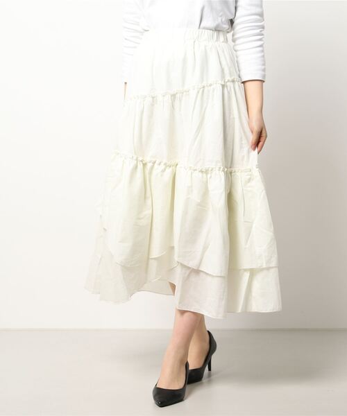 KOBE LETTUCE(コウベレタス)の「ランダムティアードスカート(スカート・レディース・ホワイト系/ブラック・FREE)」の9枚目の写真