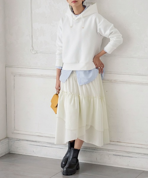 KOBE LETTUCE(コウベレタス)の「ランダムティアードスカート(スカート・レディース・ホワイト系/ブラック・FREE)」の5枚目の写真