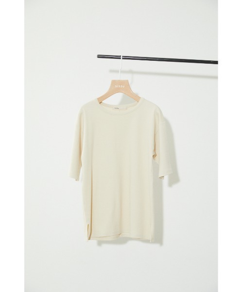 BLACK BY MOUSSY(ブラックバイマウジー)の「half sleeve t-shirt(ハーフスリーブTシャツ)(Tシャツ/カットソー・レディース・オフホワイト/ネイビー/ベージュ/ブラック/ライトグリーン・FREE)」の2枚目の写真