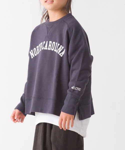 OMNES(オムネス)の「キッズ 裏毛スウェット ラグランプルオーバー ロゴプリント(スウェット・キッズ・ネイビー/アイボリー/モスグリーン/チャコール・100/110/120/130/140)」の4枚目の写真