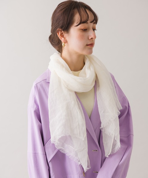 KATHARINE ROSS(キャサリンロス)の「【KATHARINE ROSS】UVカット綿麻ストール WEB限定(ストール/ショール・レディース・ベージュ/ブルー/アイボリー・MEDIUM)」の2枚目の写真