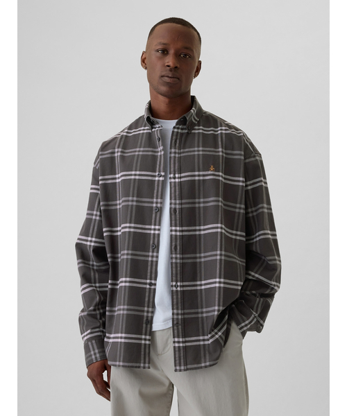 GAP（ギャップ）の「オックスフォード ブラナンベア ビッグシャツ（ユニセックス）（シャツ/ブラウス・メンズ・ネイビー/ライトブルー/グリーン/コーラル/ホワイト/カーキ/ピンク/パープル/ライトグレー/ブルー系その他/ホワイト系その他/チャコールグレー・L/XL/S/XS/M）」の4枚目の写真